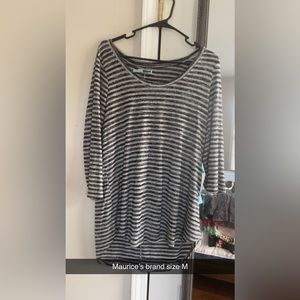 Maurice’s black and gray striped blouse women’s size medium